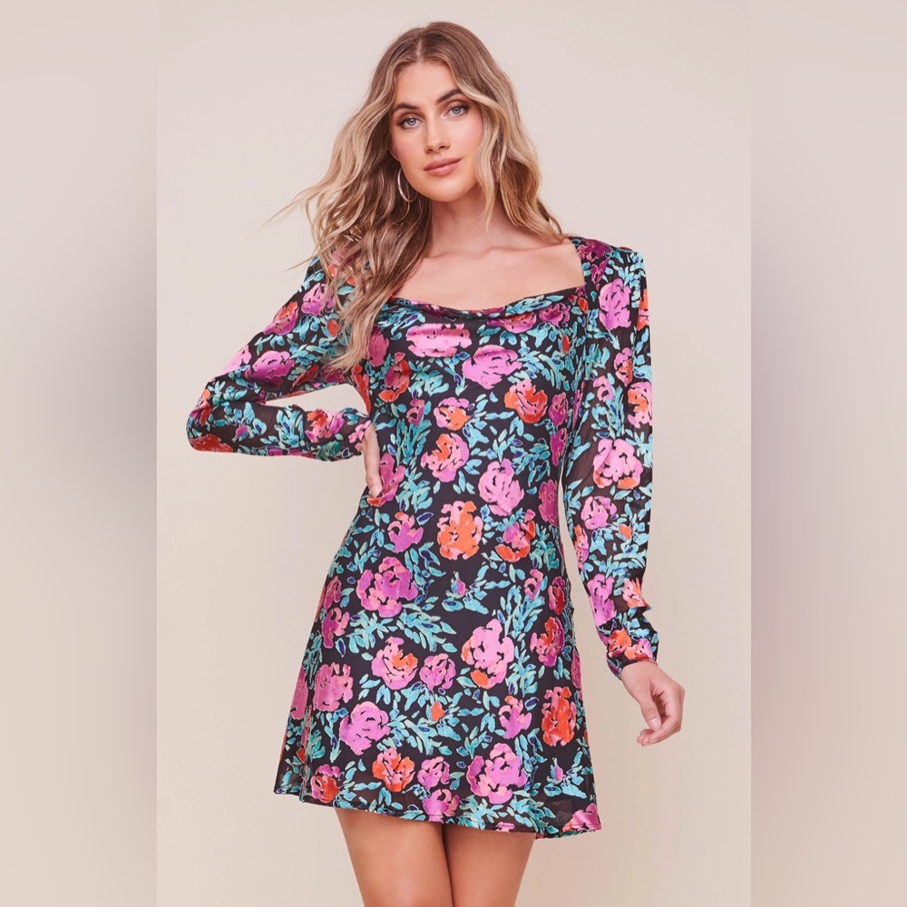 ASTR the label Miriam Long Sleeve Floral Mini Dress